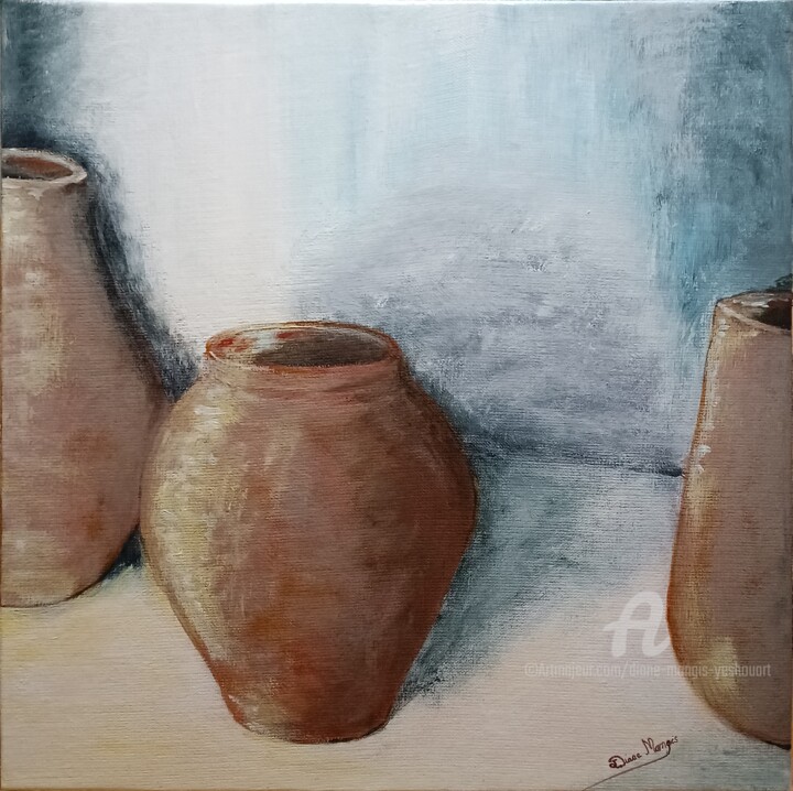 Peinture intitulée "Vases d'Argile" par Diane Mongis (YeshouArt), Œuvre d'art originale, Acrylique Monté sur Châssis en bois