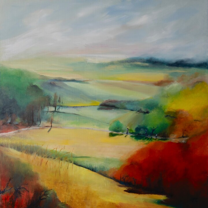 Peinture intitulée "Douceur Gascogne" par Michèle Labbrecayla, Œuvre d'art originale, Huile Monté sur Châssis en bois