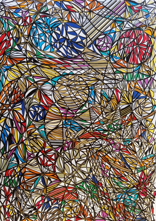 Schilderij getiteld "Ballet astral" door Dominique Jolivet, Origineel Kunstwerk, Aquarel