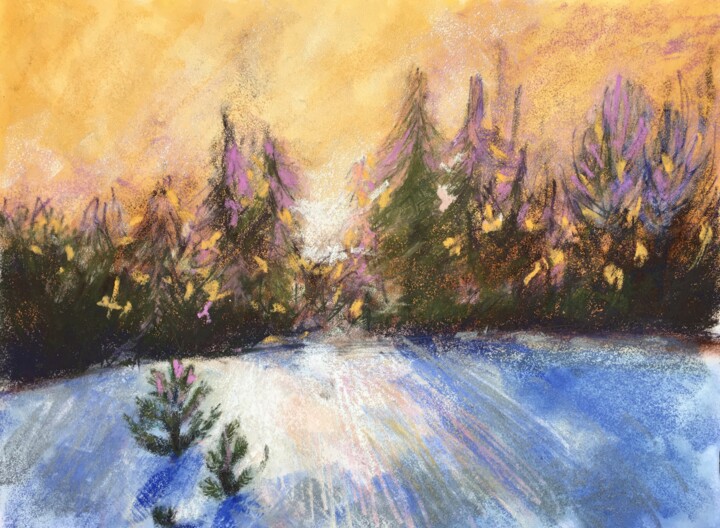 Painting titled "MYSTERIOUS FOREST" by Ksenia Lutsenko, Original Artwork, Oil