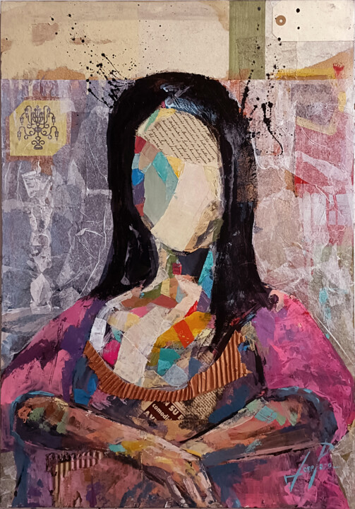 Painting titled "NOTA GIOCONDA 0006" by Josep Pozo, Original Artwork, Acrylic Mounted on Wood Panel
