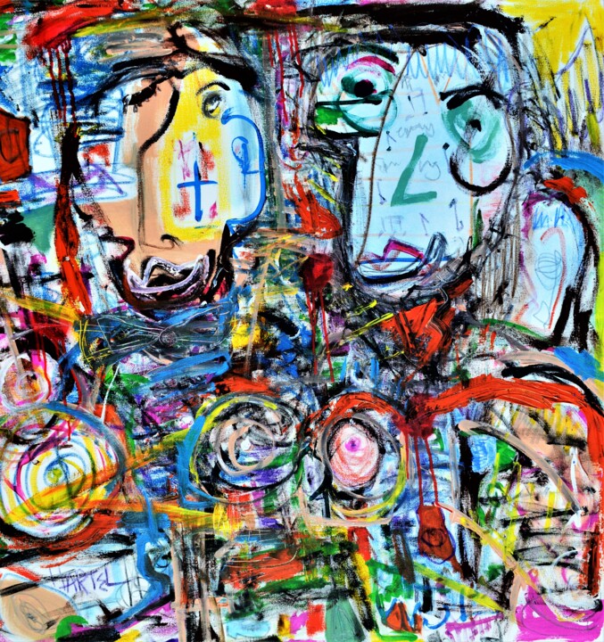 Painting titled "(Sarah's) Media Maf…" by Paul Hartel, Original Artwork, Acrylic Mounted on Wood Stretcher frame