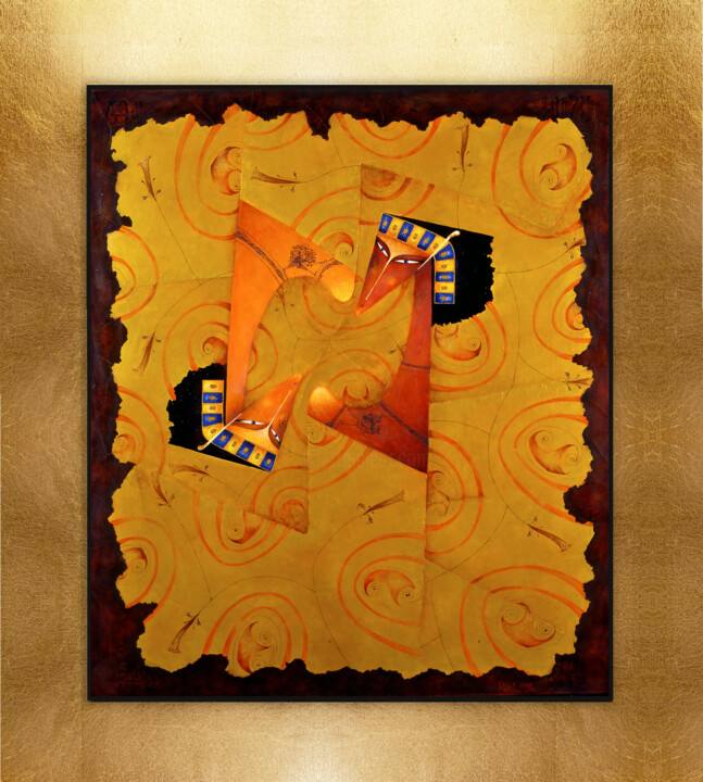 Painting titled "REINCARNATION" by Andrew Ryabov, Original Artwork, Oil Mounted on Wood Stretcher frame