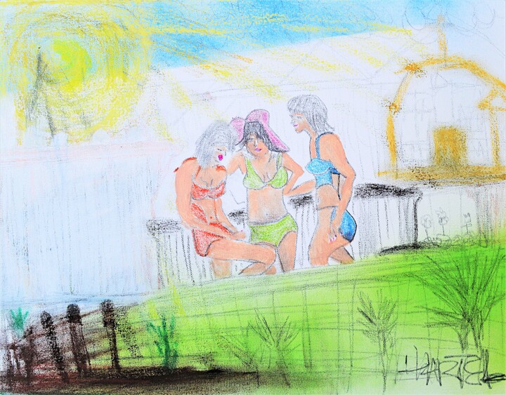 Painting titled "Sunlight and the Ch…" by Paul Hartel, Original Artwork, Pencil Mounted on Wood Stretcher frame