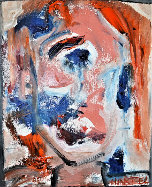 Painting titled "Looking Out" by Paul Hartel, Original Artwork, Oil Mounted on Wood Stretcher frame
