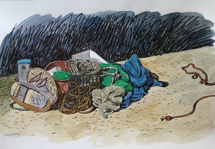 Fishing nets 2 in the port of La Spezia,Italy Картина, 13x18,9 in