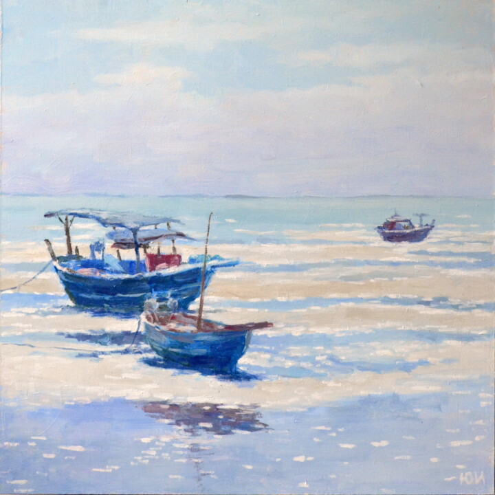 Low Tide seascape painting Painting, 11.8x11.8 in