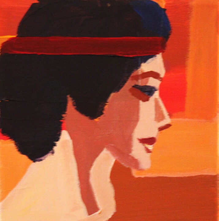 Art Deco Lady in Red 1 Pittura, 7,5x7,5 in
