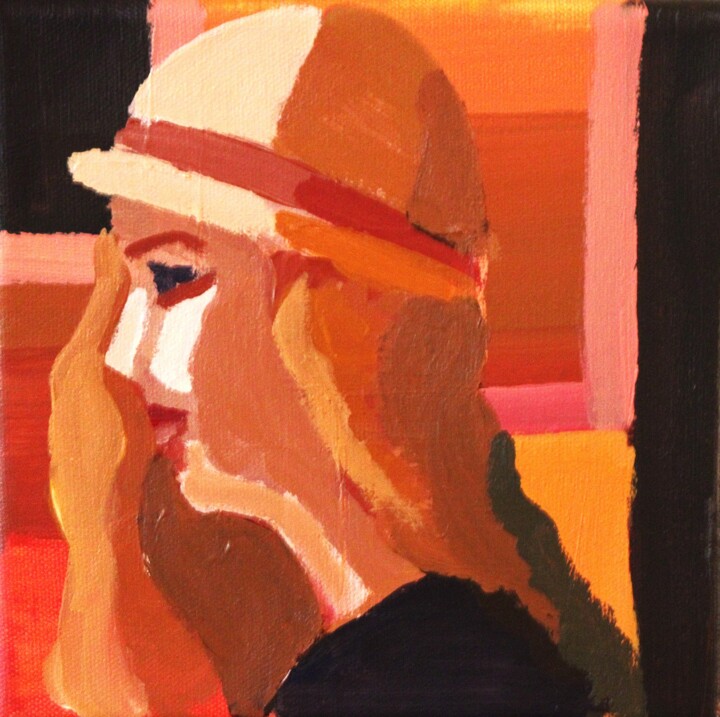 Art Deco Lady in Red 3 Pittura, 7,5x7,5 in