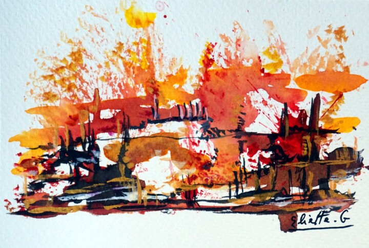 Encre sur papier 4 绘画, 3.9x5.9 in