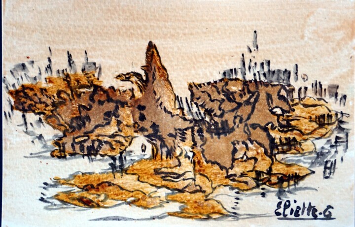 Encre sur papier 2 绘画, 3.9x5.9 in