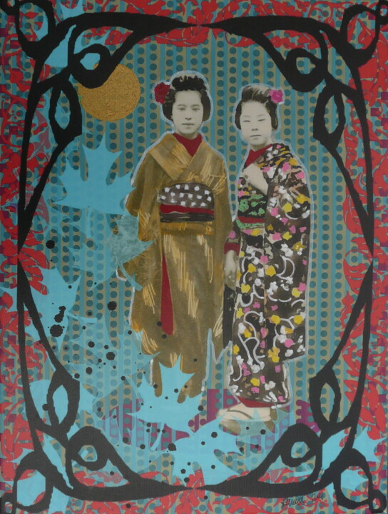 绘画 标题为“Japan 3” 由Carine Ramos, 原创艺术品, 2D数字工作 安装在木质担架架上