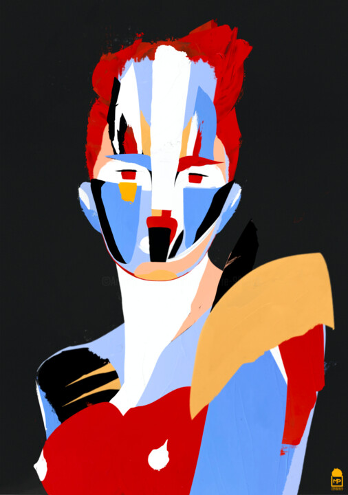 Painting titled "Courtisane Portrait…" by Matthieu Pierre, Original Artwork, Digital Painting