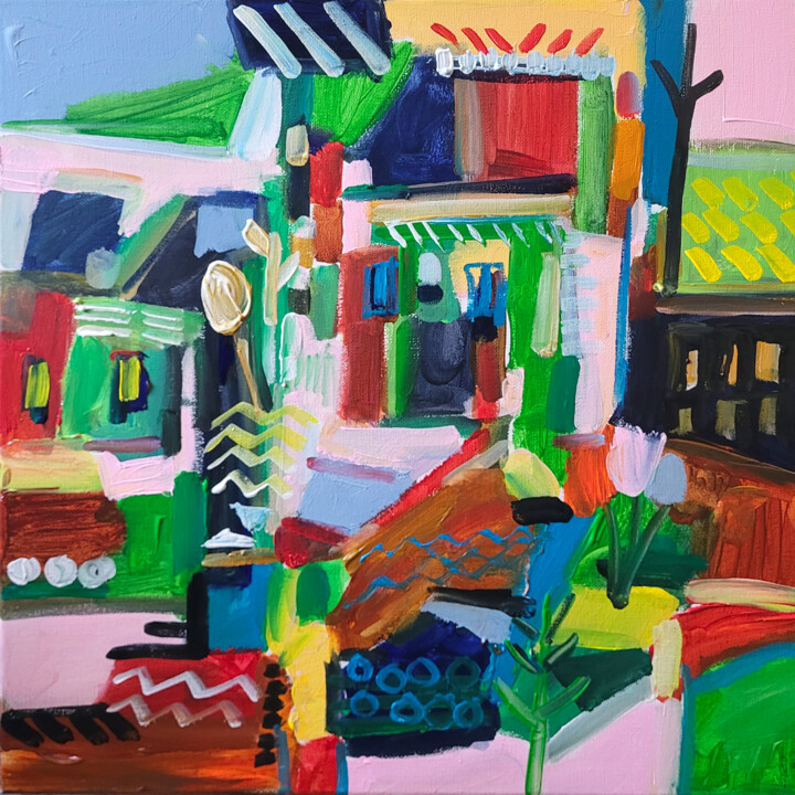 Peinture intitulée "L'ordinaire de la p…" par Muriel Cayet, Œuvre d'art originale, Acrylique Monté sur Châssis en bois