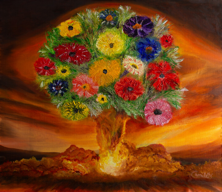L'albero del futuro: Radici di Guerra, Fiori di Pace 绘画, 23.6x27.6 in
