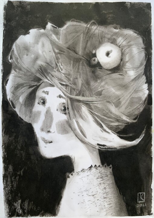 Female portrait Рисунок, 11,4x8,3 in