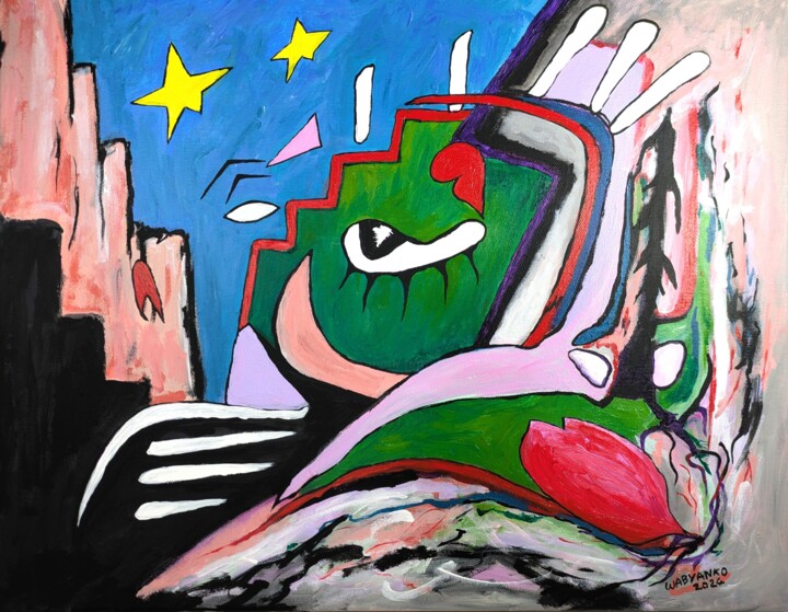 Painting titled "Disintegration two…" by Wabyanko, Original Artwork, Acrylic Mounted on Wood Stretcher frame