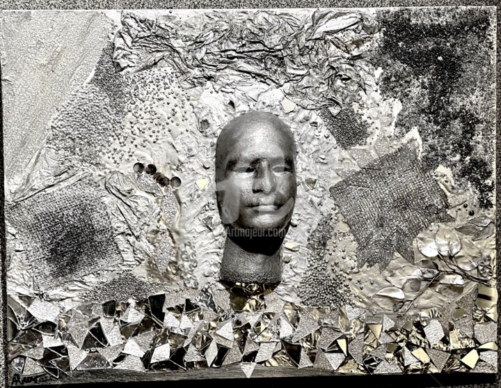 Collages intitulée "mirror man" par Abeer Farid Shawky, Œuvre d'art originale, Collages