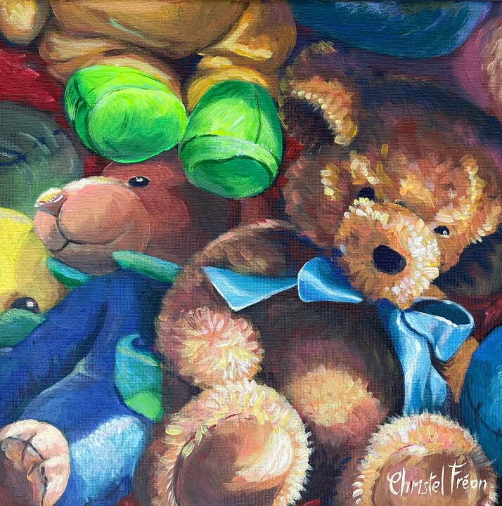 L’ourson dort 绘画, 11.8x11.8 in