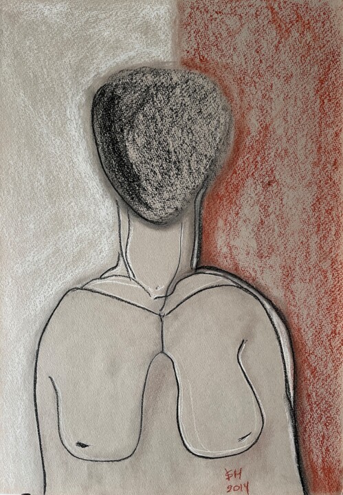 Drawing titled "KLef / Mirror stage…" by Leni Smoragdova, Original Artwork, Charcoal