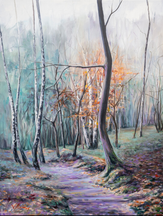 Painting titled "“A Walk Through Mem…" by Vitaly Moiseev, Original Artwork, Acrylic Mounted on Wood Stretcher frame