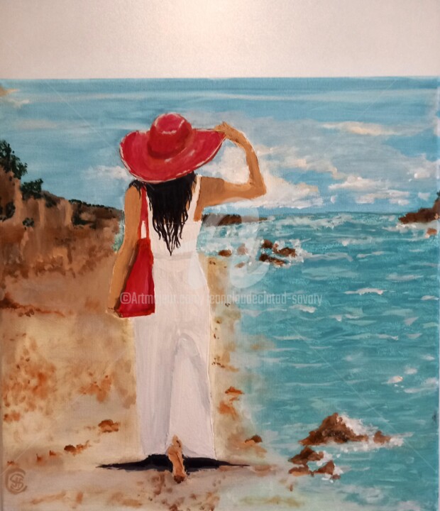 Elégante sur le sable Painting, 15.8x15.8 in