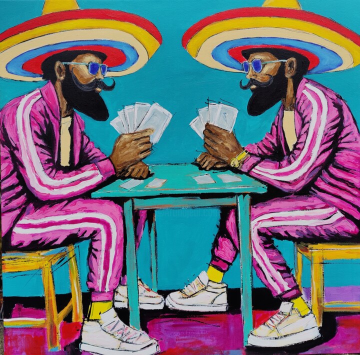 The card players 绘画, 27.6x27.6 in