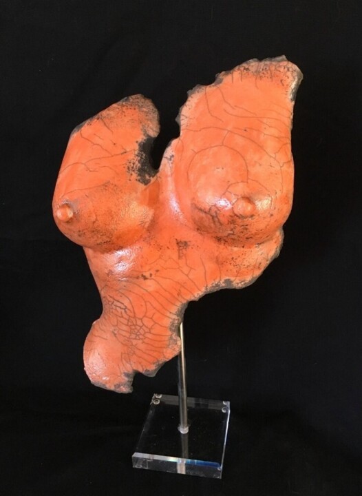 Sculpture intitulée "Buste raku" par Cha., Œuvre d'art originale, Céramique