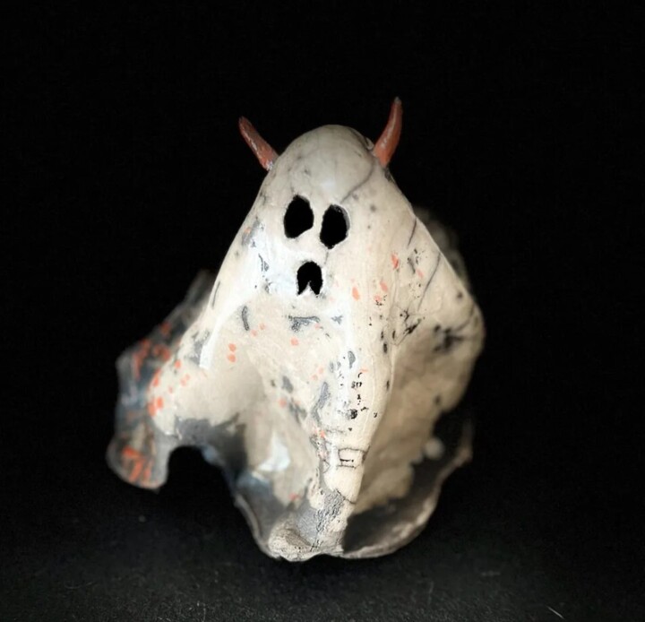 Sculpture intitulée "Fantôme diable raku" par Cha., Œuvre d'art originale, Céramique