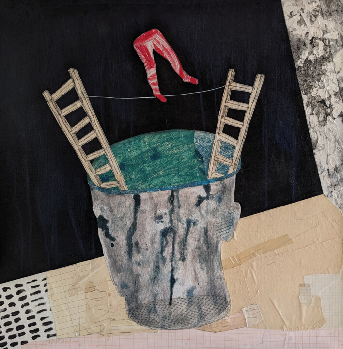 Collages intitolato "Stress" da Chiara Criniti, Opera d'arte originale, Acrilico Montato su Telaio per barella in legno