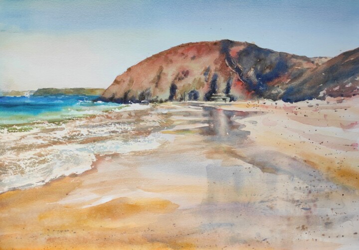 绘画 标题为“Papagayo Beach Head…” 由Ibolya Taligas, 原创艺术品, 水彩