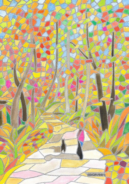 Chemin aux couleurs automnales 图画, 11.7x8.3 in