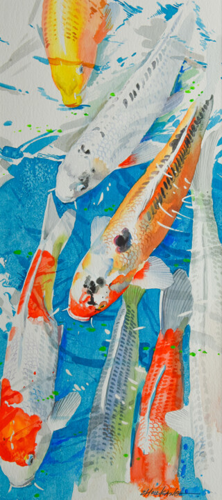 koi 3 绘画, 22.1x10.2 in