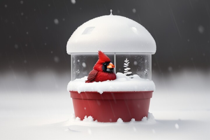 Cardinal dans un Pot Rouge Digital Arts