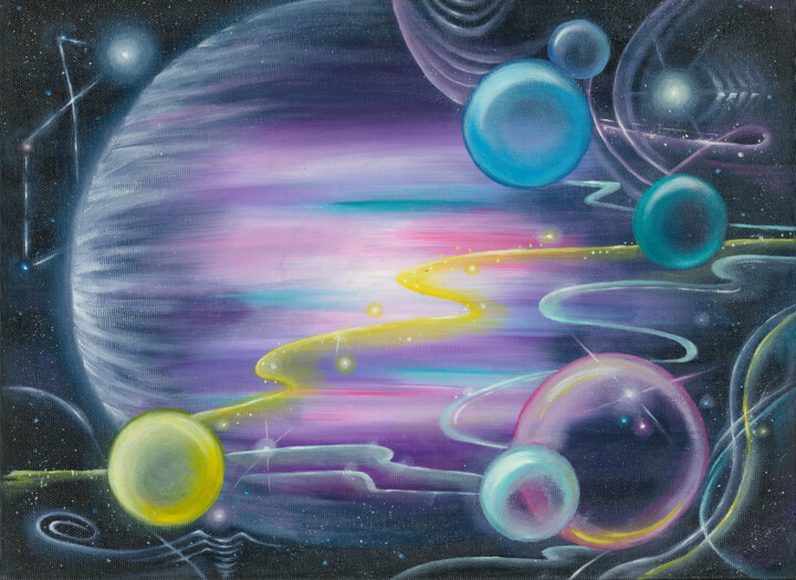 Star Family, Magic Space, 30x40 绘画, 11.8x15.8 in