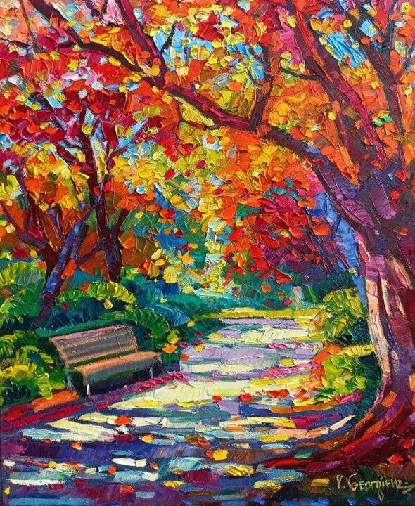 The patch of Gold and Shadows Pittura, 23,6x19,7 in