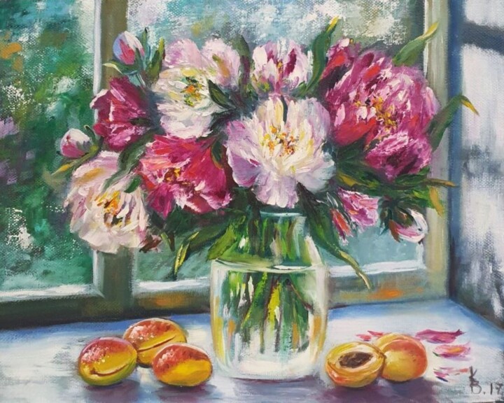 Pink and white peonies Pittura, 16x20 in