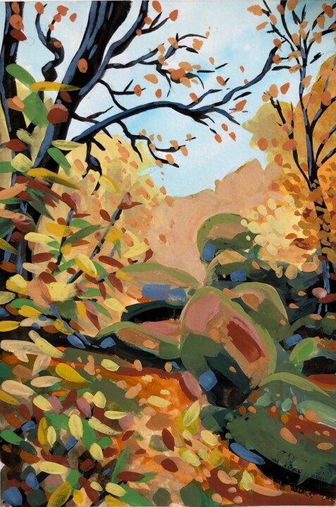 Forêt de Huelgoat 绘画, 7.1x5.1 in