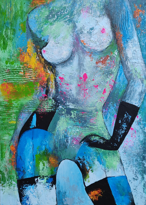 Women in glove 绘画, 27.6x19.7 in