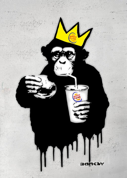 Digital Arts titled "BURGER KONG" by Pop Art World, Original Artwork, Digital Painting