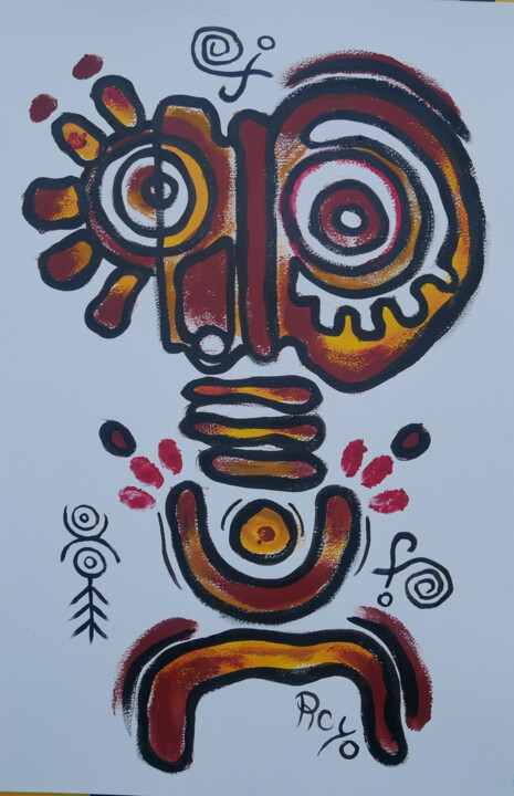 Primitif Contemporain Portrait 111224 绘画, 19.7x12.8 in