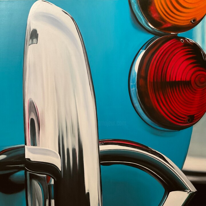 绘画 标题为“AC COBRA bleu shel…” 由Gilbert Duchamp, 原创艺术品, 丙烯