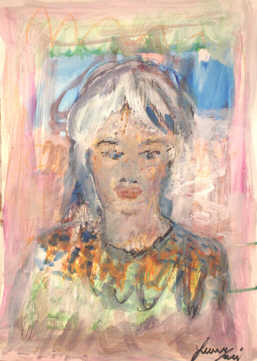 Painting titled "Girl" by Giovanna Crescenzi, Original Artwork, Watercolor