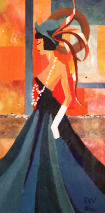 La femme au chapeau Pittura, 39,4x19,7 in