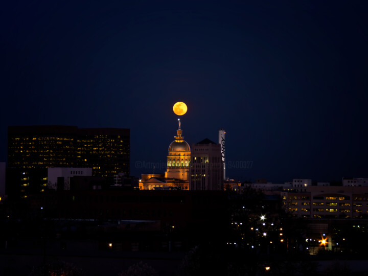 Photography titled "Moon Over Atlanta" by Photospoon, Original Artwork, Digital Photography