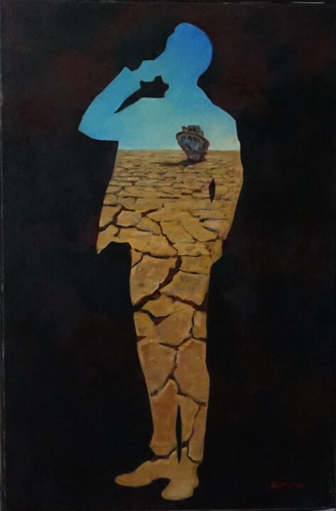 Painting titled "December 2" by Alex Goldfinch, Original Artwork, Oil Mounted on Wood Stretcher frame