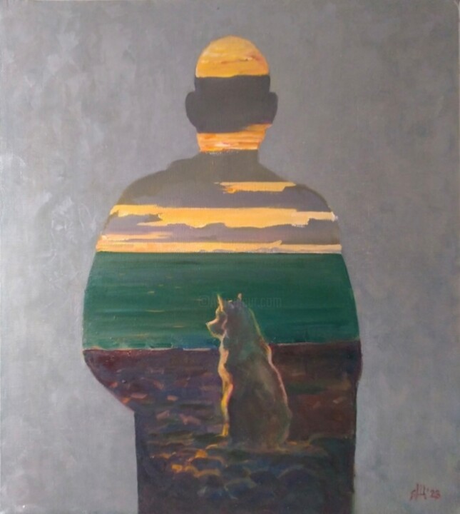 Painting titled "October 2" by Alex Goldfinch, Original Artwork, Oil Mounted on Wood Stretcher frame