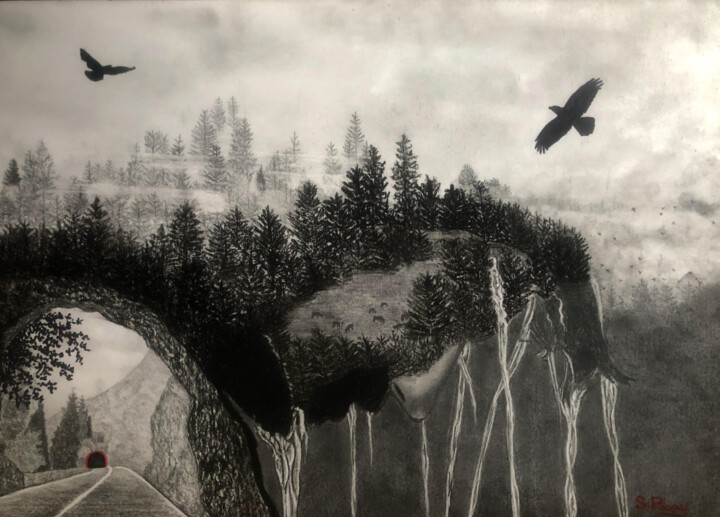 图画 标题为“l,'art est un drame” 由Sandrine Piegay, 原创艺术品, 铅笔