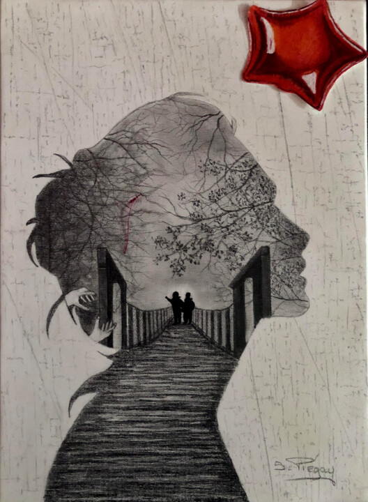 图画 标题为“le ballon rouge” 由Sandrine Piegay, 原创艺术品, 石墨