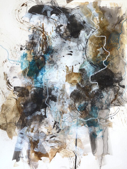 Painting titled "Trace" by Benedicte Gele, Original Artwork, Acrylic